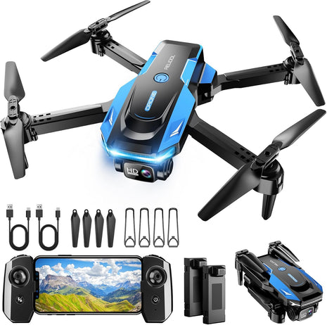 Drone with 1080P Camera - Foldable Remote Control Quadcopter with Gesture Control, 3D Flip, One Key Start, Emergency Stop, 2 Batteries, Easier to use, Toy for Kids Adult Beginners