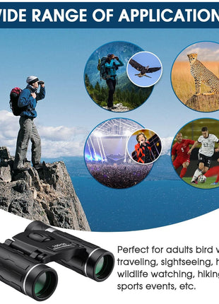 200x25 Compact Binoculars for Adults and Kids, High Powered Mini Pocket Binoculars, Waterproof Small Binocular for Bird Watching, Hunting, Concert, Theater, Opera, Traveling, Sightseeing