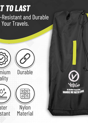 V VOLKGO Super Extra Large Stroller Bag for Airplane with Padded Backpack Shoulder Straps, Double Stroller Cover for Air Travel, Jogger & Carrier - Fits All, Gate Check Bag, Waterproof Travel Cover.