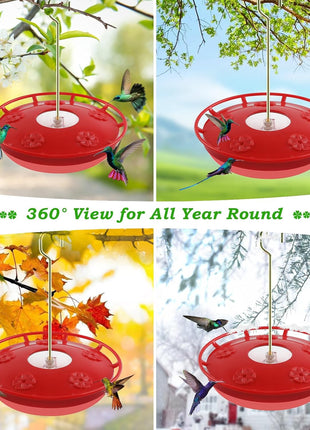 FEED GARDEN Hummingbird Feeders for Outdoors, 2 Pack 16oz Leak-Proof Disc Feeder with Built-in Ant Moat, 5 Feeding Ports, Wide Mouth Easy Clean, BPA-Free Plastic for Garden Patio Backyard