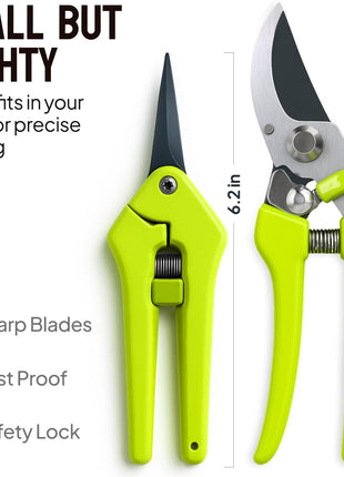 2-Pack Stainless Steel Gardening Scissors, Pruning Shears and Clippers for Gardening