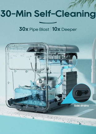 BREEZOME Ice Maker Countertop, Self-Cleaning Ice Machine, 9 Cubes in 6 Mins, 26.5lbs in 24Hrs, Compact Ice Maker with Basket & Scoop, Quiet Operation, 2 Sizes of Bullet Ice for Home Kitchen Camping RV