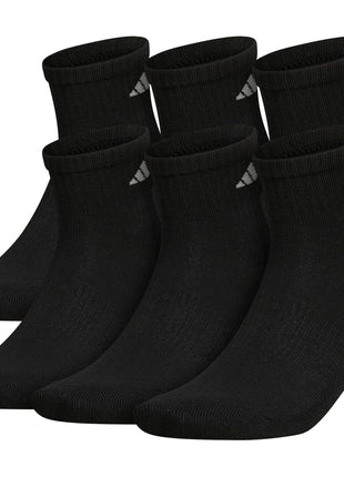 adidas Men's Socks, Athletic Cushioned Quarter 6-Pack, Ankle Fit with Arch Support, White/Black, Large