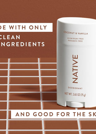Native Deodorant Contains Naturally Derived Ingredients, 72 Hour Odor Control, Deodorant for Women and Men, Aluminum Free, Coconut & Vanilla 2.65oz