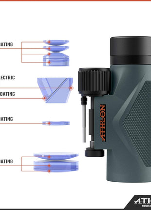 Athlon Optics 8x42 Midas UHD Gray Binoculars with ED Glass for Adults and Kids, High-Powered Binoculars for Hunting, Birdwatching, and More | For Hunting, Birdwatching, and Adults & Kids | High-Powered, ED Glass, Eye Relief | Waterproof and Fogproof