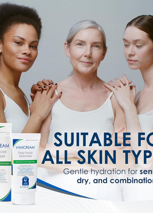 Vanicream Daily Facial Moisturizer, Face Cream with 5 Key Cermides & Hyaluronic Acid, 3 Fl Oz, Formulated Without Common Irritants for Sensitive Skin, Lightweight, Non-Greasy Hydration