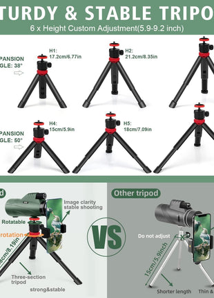 12x56 High Power Monocular Telescope for Adults with Smartphone Adapter | Large BAK4 Prism & FMC Lens Monoculars, Comes with Tripod Travel Bag, Suitable for Bird Watching Hunting Hiking Camping Gift