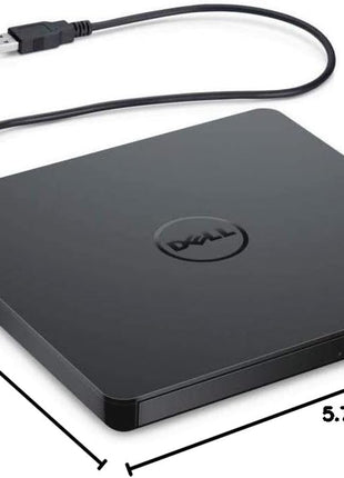 Dell External USB Slim DVD RW Drive DW316, Plug and Play, Black | CyberLink Media Suite 12, 8 Watt, Windows 11 or below