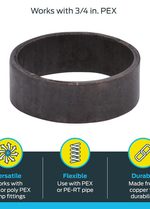 SharkBite 3/4 Inch Copper Crimp Rings, Pack of 25, PEX Pipe, PE-RT, 23103CP25