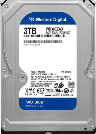 Western Digital 3TB WD Blue PC Internal Hard Drive HDD - 5400 RPM, SATA 6 Gb/s, 256 MB Cache, 3.5 inch - WD30EZAX