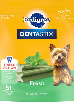 Pedigree Dentastix Dental Chews for Dogs, Small and Toy Breed Dog Treats, Fresh Flavor, 1.54 lb. Bag (102 Treats Total)