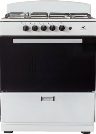 MC - 30" White B Gas Space Saver Range with 4.0 CFT Oven Capacity - Italian SABAF Sealed Burners, 2 Ultra-Fast, 2 Fast – Easy to Clean, Iron Grates, Cool Knobs - L 21" W 30" H 41"