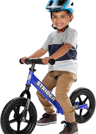 Strider 12 Sport, No Pedal Balance Bike for Kids Ages 1–4 Years, Blue | No-Pedal Balance Bike for Toddlers, Safety Pad, Adjustable Seat and Handlebars, Lightweight Frame, Never-Flat Tires