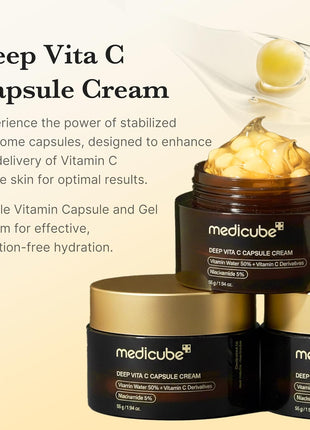 medicube Deep Vitamin C Golden Capsule Face Moisturizer - Liposome Capsules For Wrinkles, Skin Radiance - Transparent Gel for Glow Hydration - Korean Skin Care 1.94 oz