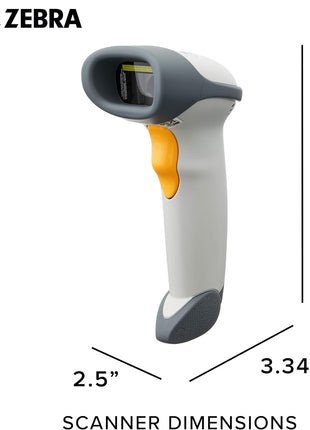 Zebra - LS2208 Series Corded Handheld Standard Range Scanner Kit Scanner with Cable - Cash Register White - LS2208-7AZU0100ZNA