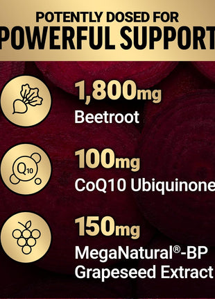 Force Factor Total Beets Ultimate Heart Health 1800mg Beet Root Capsules | Blood Pressure Support Supplement with CoQ10 for Nitric Oxide & Blood Flow with Grapeseed, Hawthorn Berry, 90 Capsules
