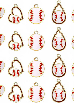 20PCS Sports Charms Enamel Basketball Baseball Pendant Charms for Jewelry Making Rhinestone Ball Game Softball Charms for Necklace Bracelet Earrings DIY Crafts