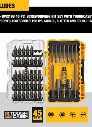 DEWALT Screwdriver Bit Set with Tough Case, 45-Piece (DW2166), Grey/Silver Screwdriving Set with Tough Case