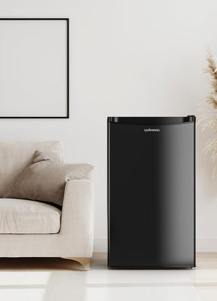 Upstreman 3.2 Cu.Ft Mini Fridge with Freezer, Quiet Efficient Small Fridge, Compact Refrigerator with Adjustable Thermostat, for Dorm, Bedroom, Office, Black-BR321
