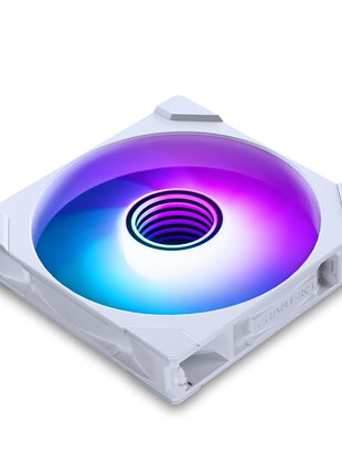 Phanteks M25-140 Gen2 Reversed Blade, 140mm ARGB High Performance Cooling Fans, Daisy-Chain Unified Fan Frame, Infinity Mirror hub, Single Cable Connection, White