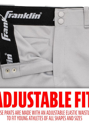 Franklin Sports Youth Baseball Knicker Style + Knee High Softball Pants for Kids - Boys + Girls with Belt Loop - Grey - Youth Small