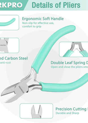 WORKPRO Jewelry Pliers Set, 3 Pack Jewelry Making Tool Kit Includes Mini Needle Nose Plier/Chain Nose Plier, Round Nose Plier and Wire Cutter for Jewelry Repair, DIY Crafts, Jewelry Making Supplies