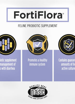 Purina Pro Plan Veterinary Supplements FortiFlora Daily Probiotics for Cats for Digestive Gut Health and Diarrhea - 30 ct. Box
