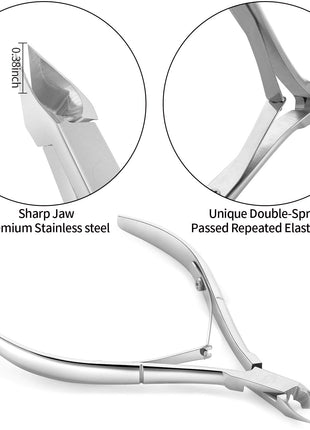 YINYIN Cuticle Trimmer with Cuticle Pusher and Cutter, Professional Stainless Steel Nippers, Cutter Clippers, Cuticle Remover, Pedicure Manicure Tools for Fingernails and Toenails, Sliver