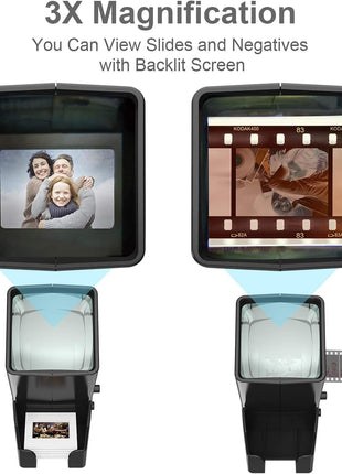 DigitConvert 35mm Slide & Film Negatives Viewer-Slide Viewer with 3X Magnification and LED-Lighted Viewing for 35mm Slides and Negatives, USB or Battery Powered (4AA Batteries & USB Cable Included)