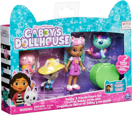 Gabby's Dollhouse, Gabby and Friends Figure Set with Rainbow Gabby Doll, 3 Toy Figures and Surprise Accessory Kids Toys for Ages 3 and up