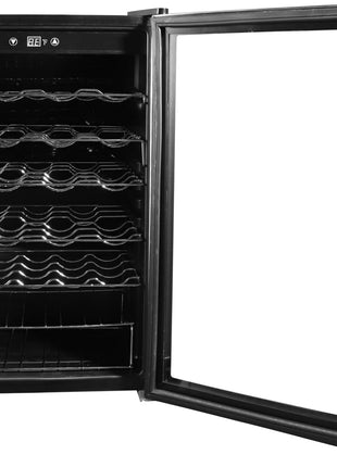 Hamilton Beach HBWF4303, 43-Bottle Wine Cooler Fridge Cellar with Curved Wire Shelves, Digital Control, Mirror Finish