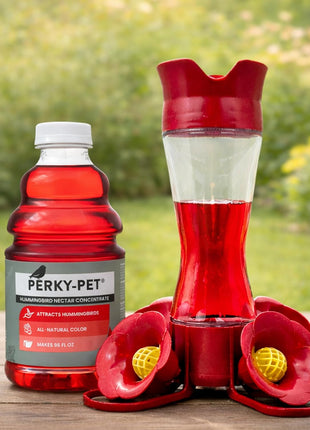 Perky-Pet Hummingbird Nectar Concentrate for Hummingbird Feeder - 32 oz - Makes 96 FL OZ of Red Food Nectar - 238