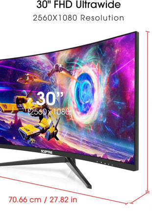 Sceptre 30-inch Curved Gaming Monitor 21:9 2560x1080 Ultra Wide/ Slim HDMI DisplayPort up to 200Hz Build-in Speakers, Metal Black (C305B-200UN1) | 30 Va 1800r Curved 2560x1080 Panel, Up to 200hz, 3×hdmi Plus Displayport, 2×3w Speakers, 5ms, Vesa 75x75
