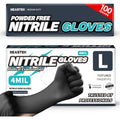 Beastek Black Nitrile Exam Gloves, 4.0 Mil, 100 Pcs Disposable Gloves Powder-Free Latex-Free for Medical, Cooking, Food-Safe (Large)