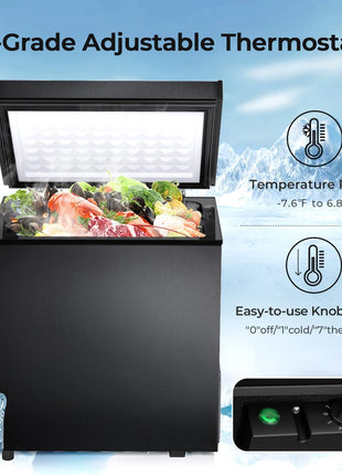 Electactic Chest Freezer 2.0 Cubic Feet Compact Freezer with 2 Removable Baskets, Free Standing Top open Door Deep Freezer, Adjustable Temperature for Home Dorm, Bar, Basement, Kitchen
