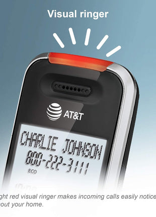 AT&T BL102-2 DECT 6.0 2-Handset Cordless Phone for Home with Answering Machine, Call Blocking, Caller ID Announcer, Audio Assist, Intercom, and Unsurpassed Range, Silver/Black