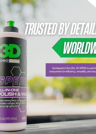 3D Speed All-In-One Polish & Wax – Scratch & Swirl Remover, Clear Coat Safe Paint Sealant – High Gloss Finish, Easy Application – 16oz – Made in USA