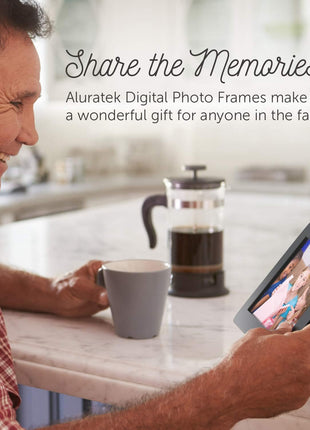 Aluratek 8" Digital Picture Frame w/Built-In Memory, USB/SD/SDHC Supported, Built-In Clock & Calendar, Auto On-Off (ADMPF108F)
