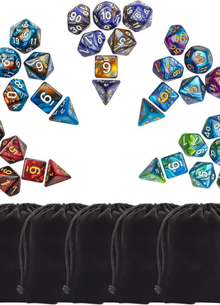CiaraQ Polyhedral Dice Set - DND Role Playing Dice | Acrylic RPG Dice for Dungeons and Dragons MTG Table Games, Multi-color, 35pcs
