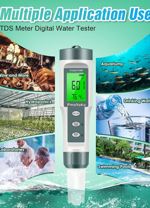 pH Meter, 3-in-1 TDS Meter Digital Water Tester with 0.01 High Precision, Water Tester for Drinking Water with 0-14 pH Test Range, TDS/Temp/pH Tester for Wine, Aquarium, Pool, Garden, Bath and Water