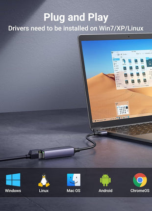 UGREEN USB to Ethernet Adapter, Plug and Play 1Gbps Aluminium Adapter | Gigabit RJ45 to USB 3.0 Network Dongle, Compatible with Nintendo Switch, Laptop, MacBook, Surface Pro, Windows