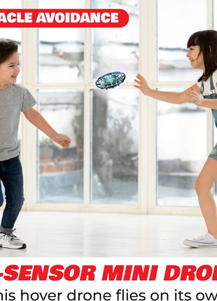 Force1 Scoot Hand Operated Drone for Kids or Adults - Hands Free Motion Sensor Mini Drones, Easy LED Indoor Rechargeable UFO Toy Flying Orb Ball Drone Toys for Boys and Girls (Blue)