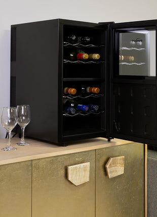 Koolatron 18 Bottle Dual Zone Wine Cooler, Black Thermoelectric Wine Fridge, 1.7 cu. ft (48L), Freestanding Wine Cellar, Red, White, Sparkling Wine Storage for Home Bar, Kitchen, Apartment, Condo