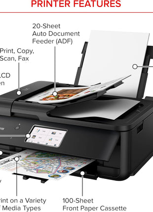 Canon PIXMA TR8620a - All-in-One Printer Home Office|Copier|Scanner|Fax|Auto Document Feeder | Photo, Document | Airprint (R), Android, Black, Works with Alexa