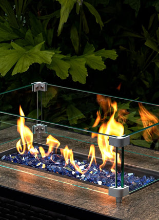 GASPRO 10 lbs Fire Glass for Propane Fire Pit, 1/2-Inch Reflective Fireplace Glass Rocks for Fire Pit Table, Cobalt Blue