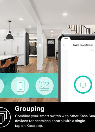 Kasa Smart Light Switch HS200, Single Pole, Needs Neutral Wire, 2.4GHz Wi-Fi Light Switch Works with Google Home, UL Certified, No Hub Required, White | 2.4GHz Wi-Fi, Works with Alexa & Google Home, UL Certified, No Hub Required, White