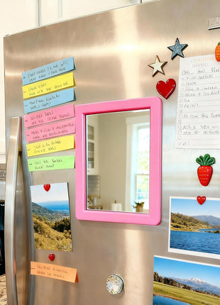 ARTLYMERS Locker Mirror Magnetic, Locker Accessories, 5x7 Real Glass Pink | Locker Decor & Stuff, Magnet Backing, Back to School, Classroom Decorations, Household Refrigerator, Office Cabinet, Bathroom