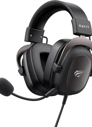 havit H2002d Gaming Headsets for PS4,PC, 53MM Drivers Surround Sound PS5 Headset with Mic Gaming Headphones with Mic Durable Aluminum Frame Valentines Gifts for Men