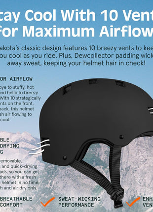 Retrospec Dakota Protective Bike Helmet, Skateboard, Scooter, Adults/Youth | L: 59-63cm, Bike Helmet Men, Bike Helmet Women, Longboard, Washable Padding, Protective Shell, 10 Vents, Moisture-Wicking