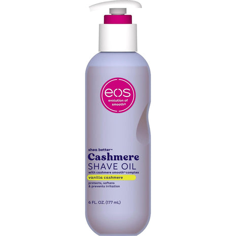 eos Cashmere Shave Oil, Vanilla Cashmere, Soothing Moisturizing, Prevents Irritation and Razor Burn, Bikini Area-Approved, Body Care, 6 fl oz